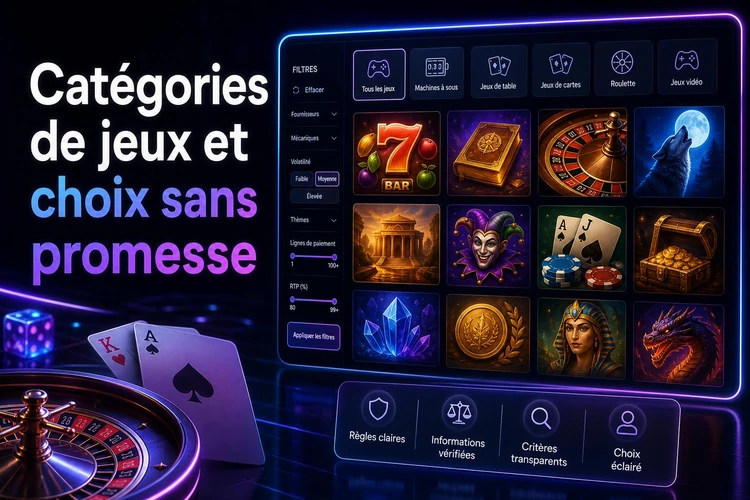 Catégories de jeux et choix sans promesse